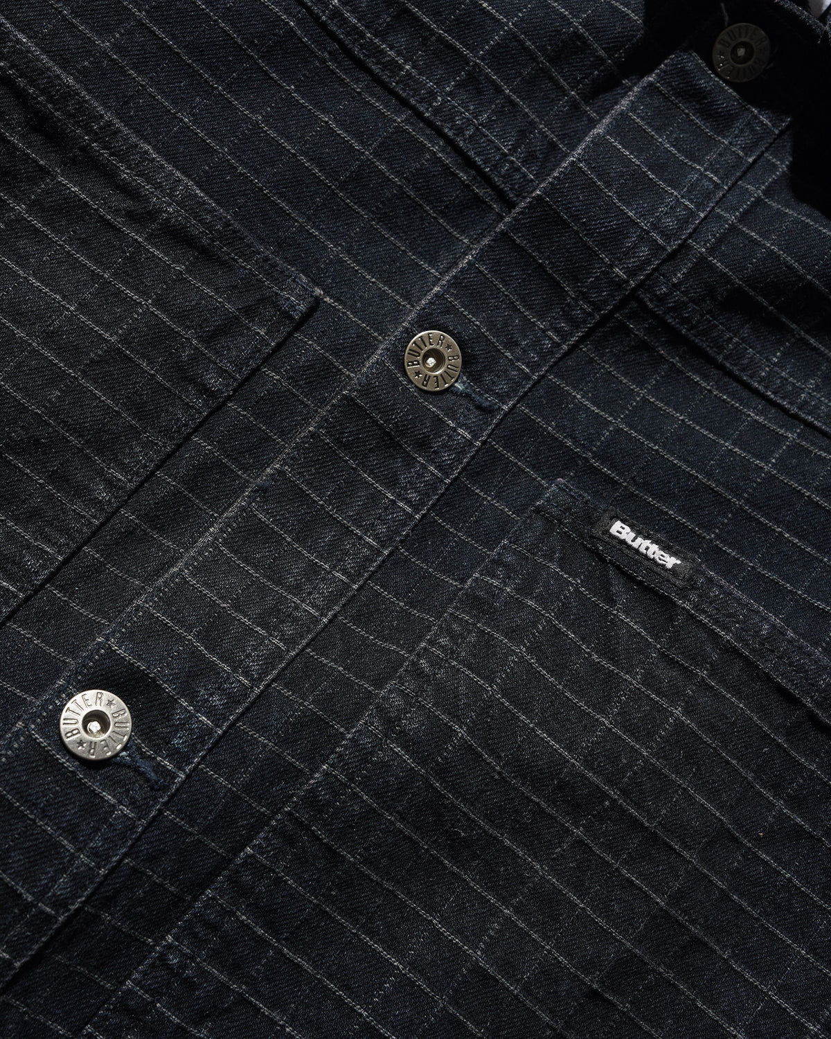 Grid Denim Jacket, Overdye Black