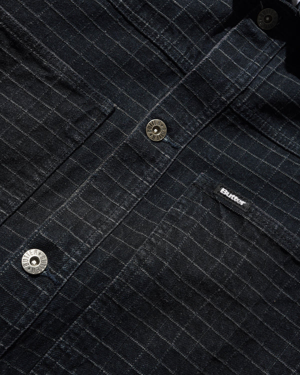 Butter Goods Grid Denim Jacket, Overdye Black