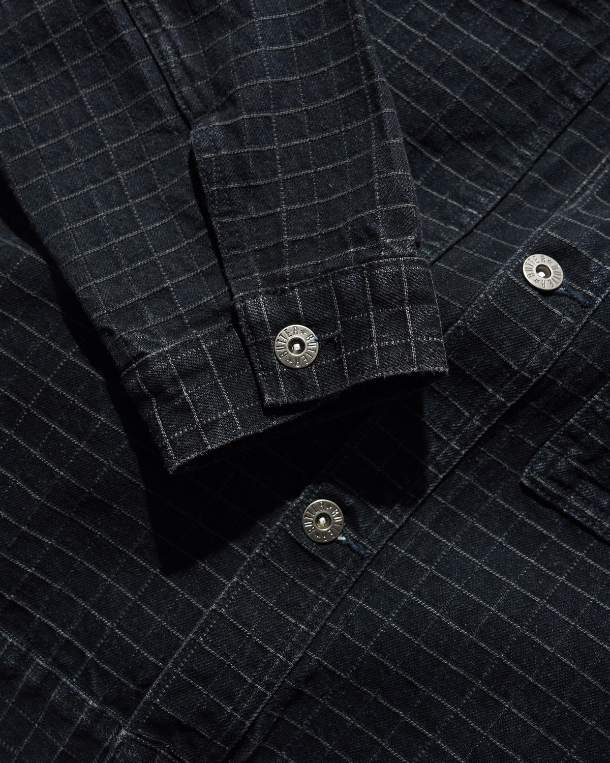 Grid Denim Jacket, Overdye Black