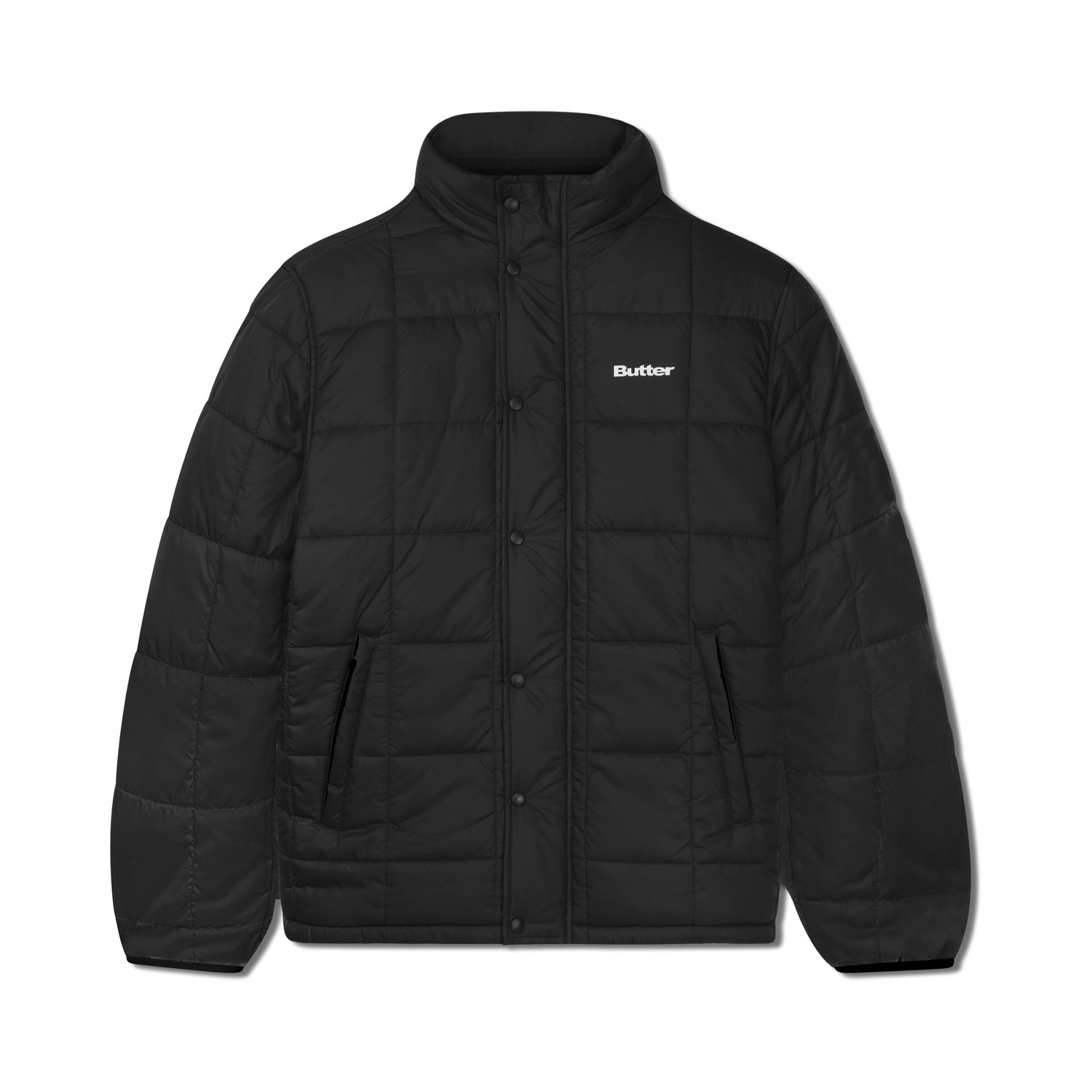 Grid Puffer Jacket, Black