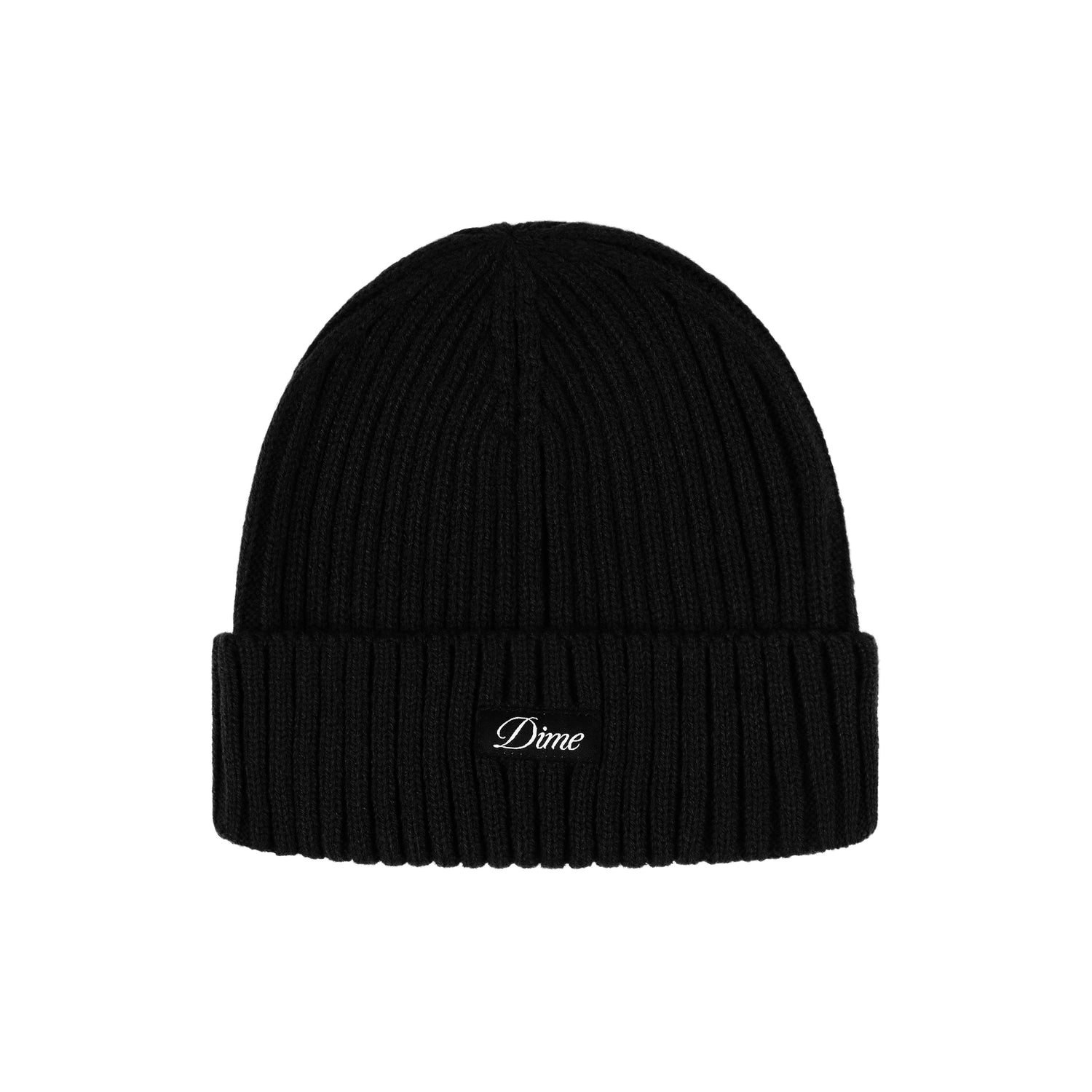 Cursive Fold Beanie, Black