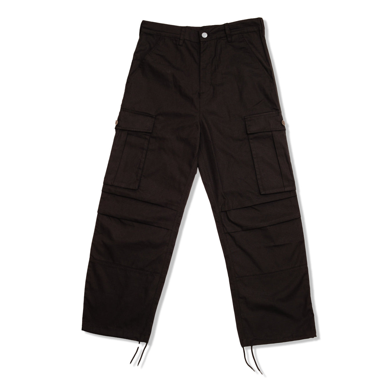 Pleated Rip Stop Cargo Pants, Black