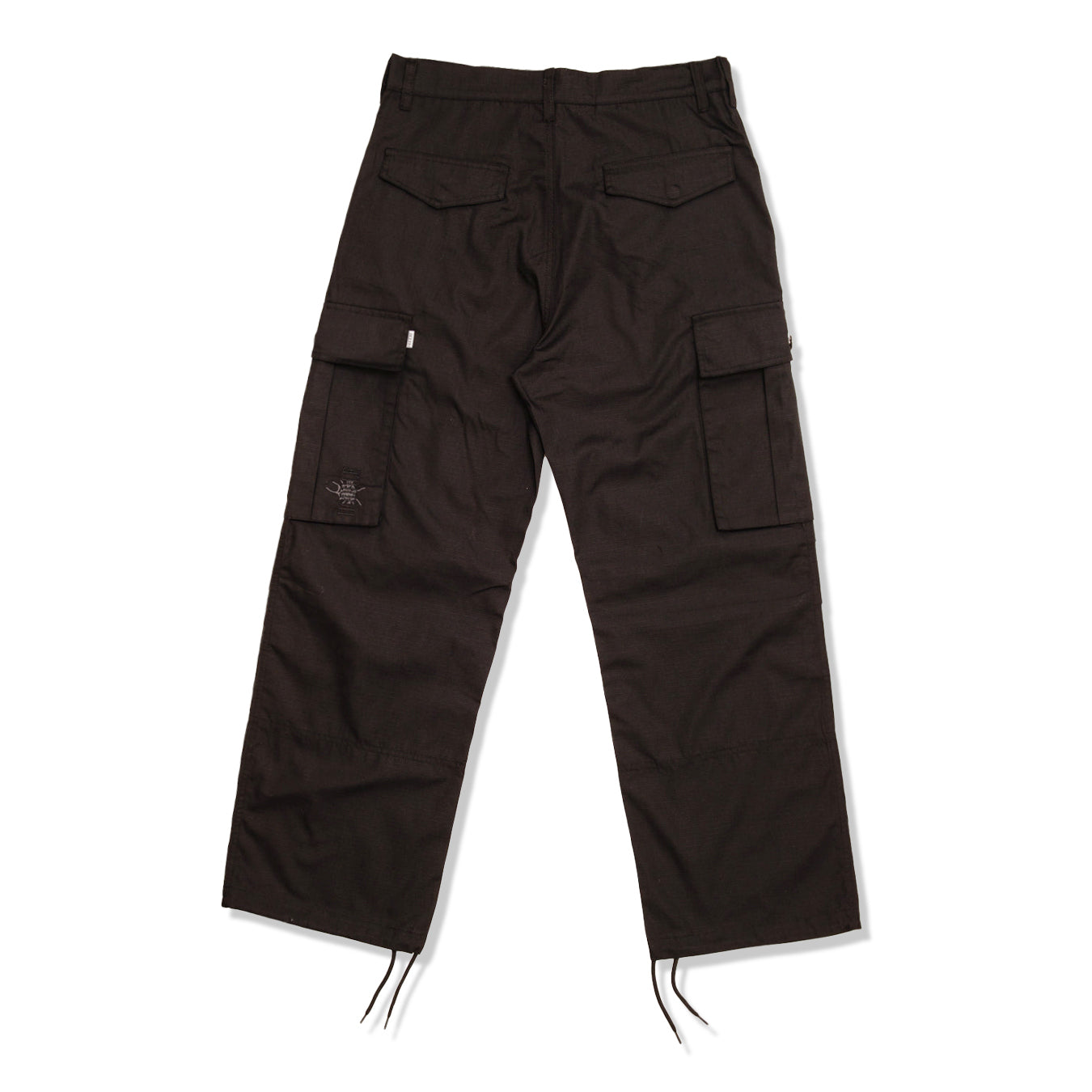 Pleated Rip Stop Cargo Pants, Black