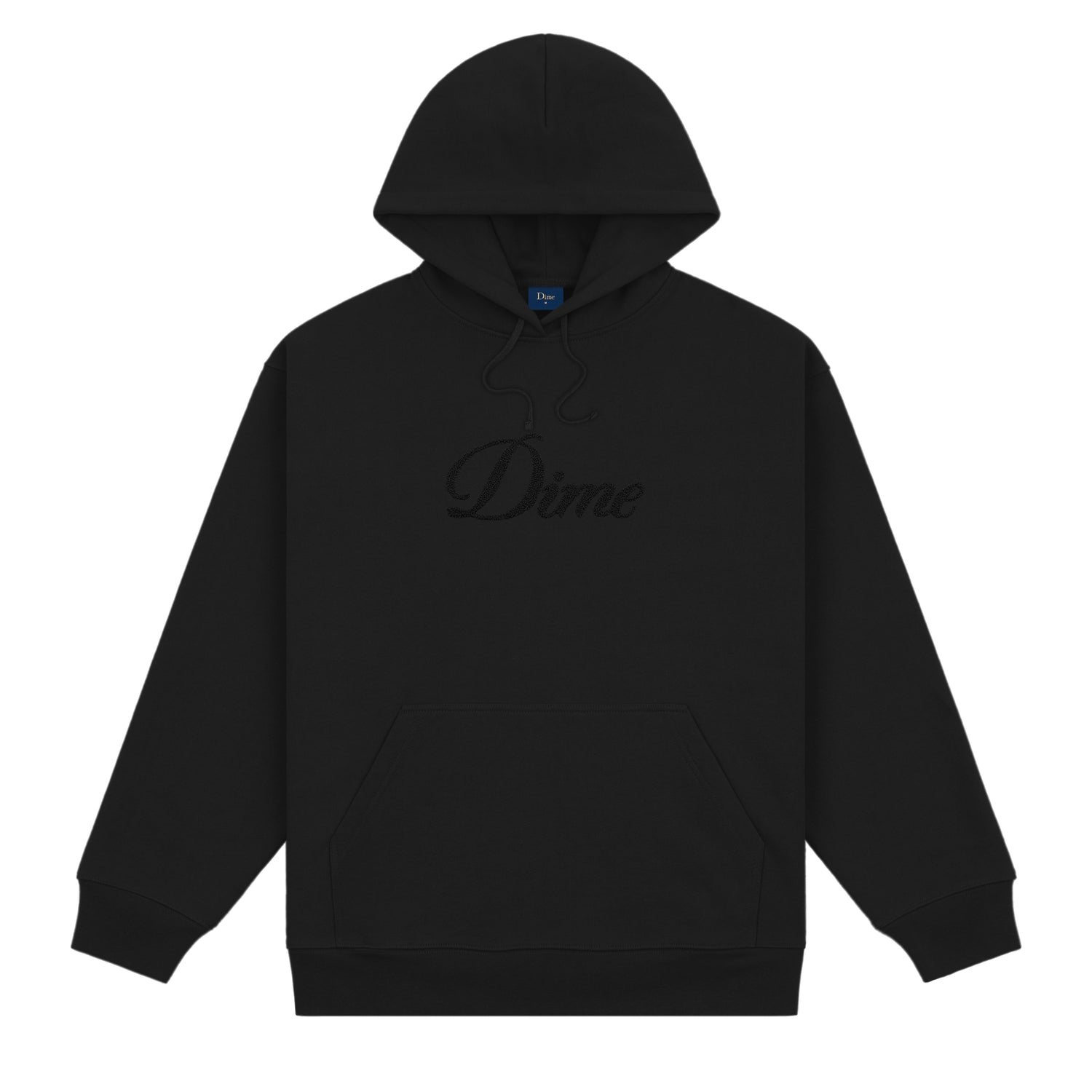 Cursive Logo Pullover Hood, Black