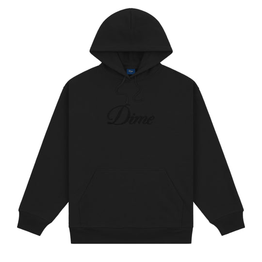 Cursive Logo Pullover Hood, Black