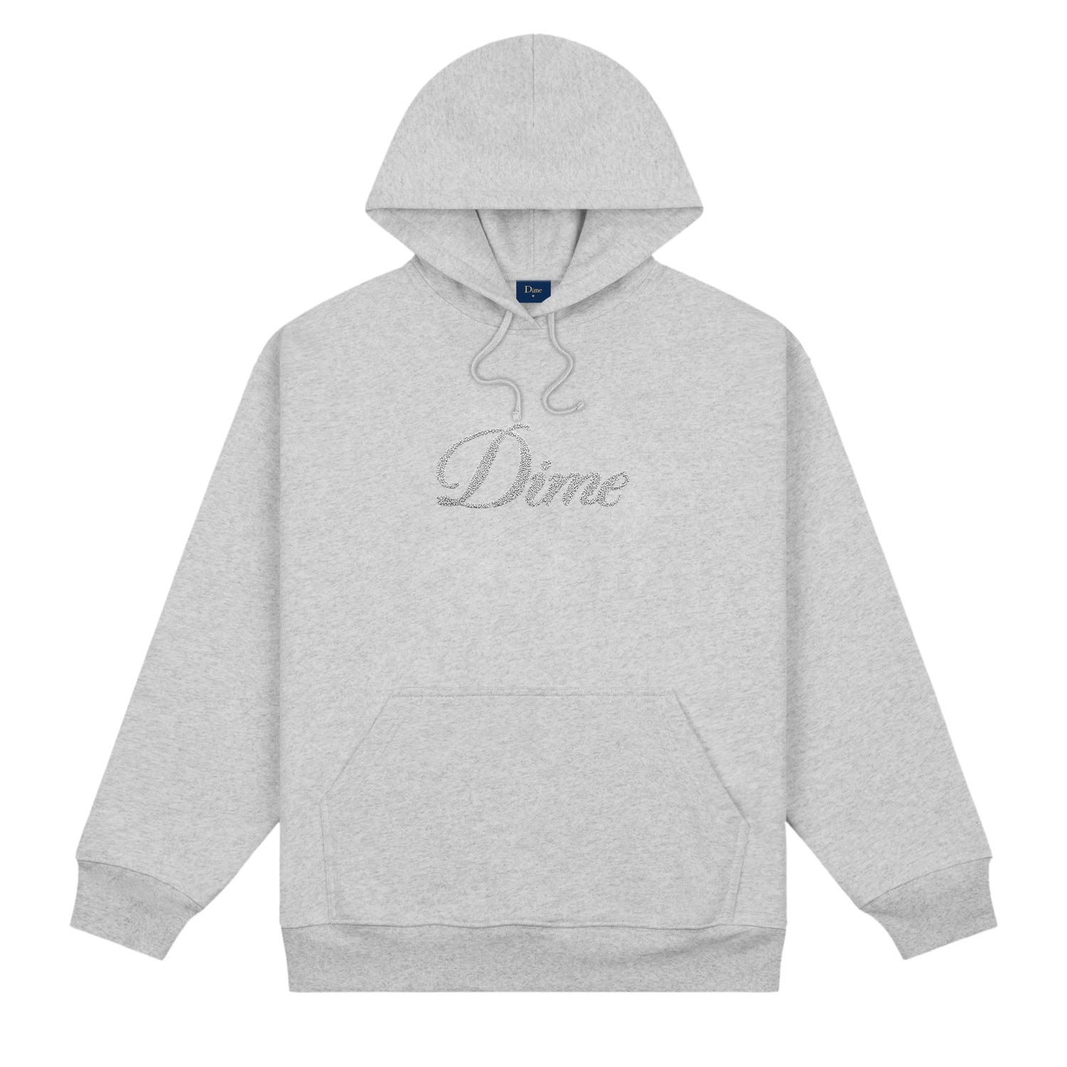 Cursive Logo Pullover Hood, Heather Grey