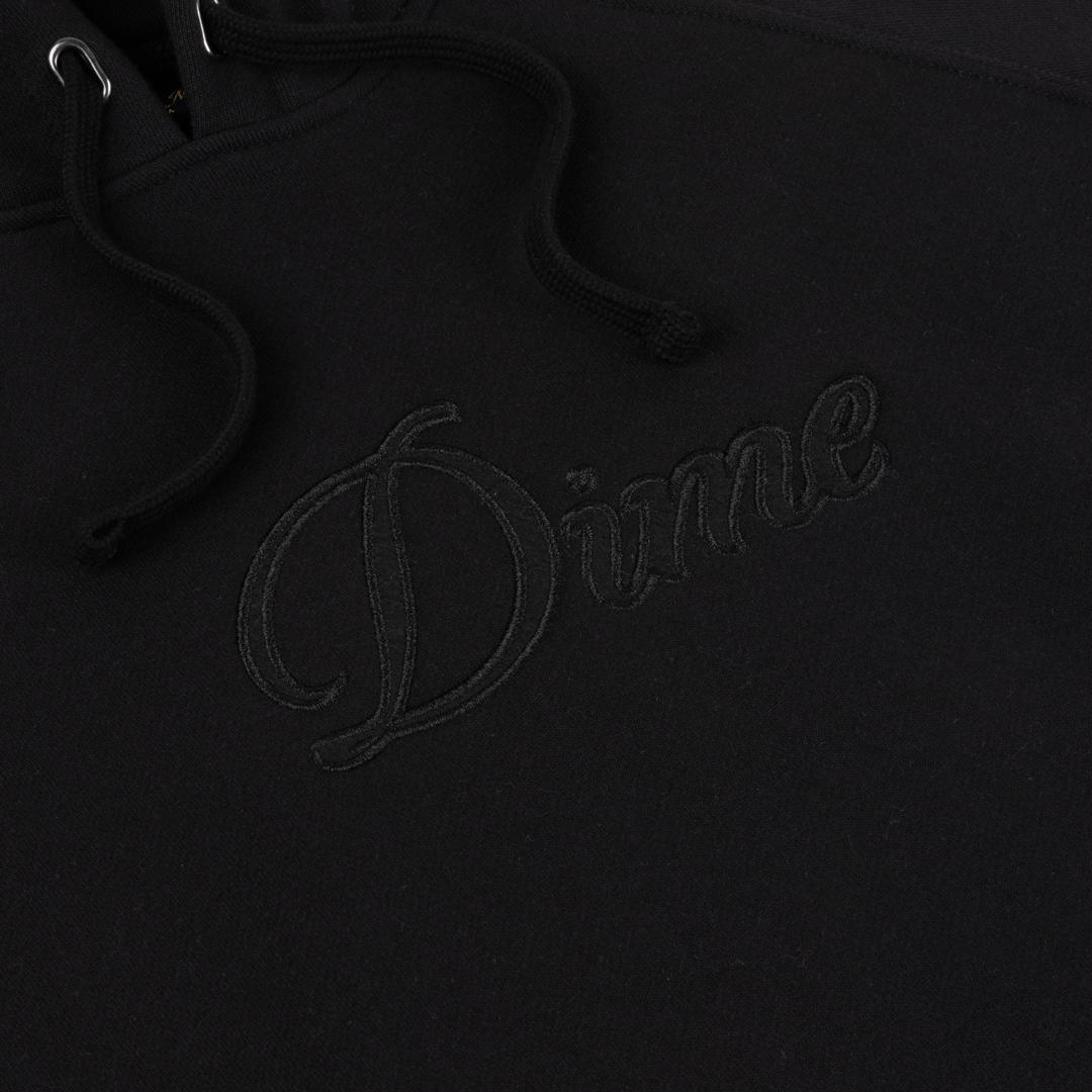 Cursive Pullover Hood, Black / Black