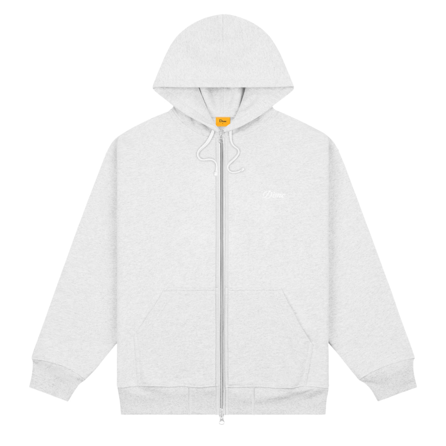 Cursive Small Logo Zip Thru Hood, Ash