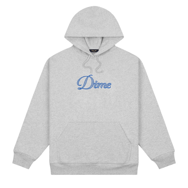 Dime Cursive Logo Pullover Hood, Heather Grey