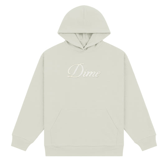 Cursive Hoodie, Charcoal Moss