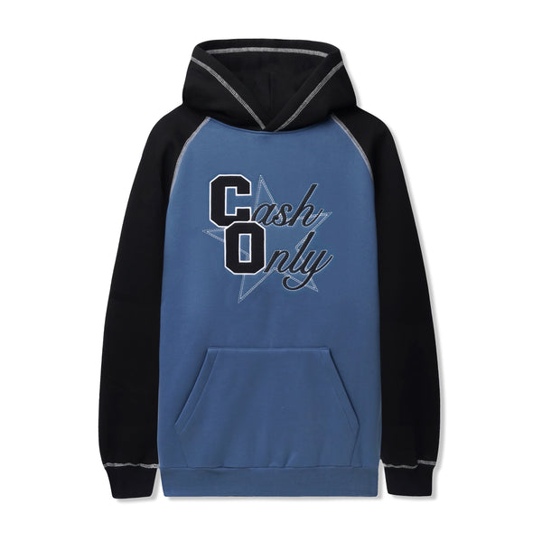 Cash Only Halftime Raglan Pullover Hood, Denim / Black