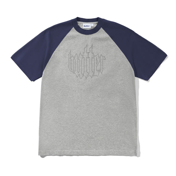 Butter Goods Harvest Raglan Tee, Navy / Heather