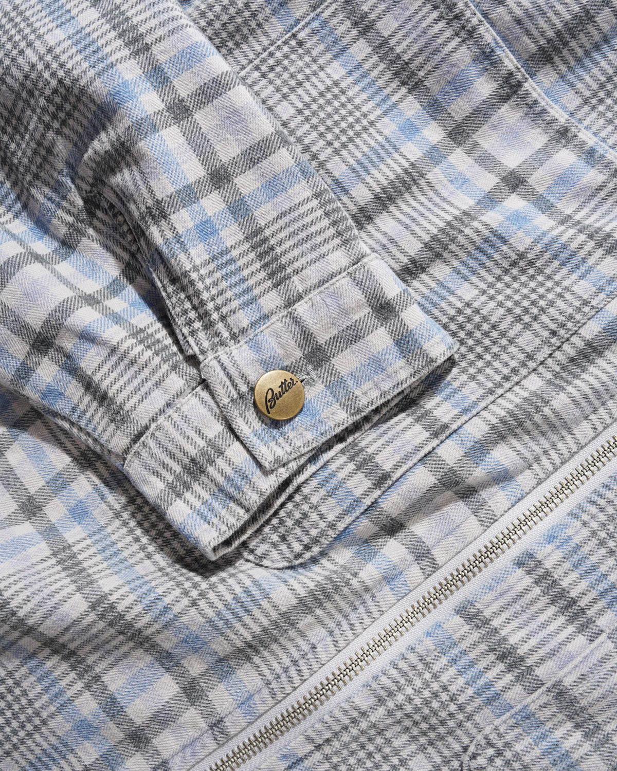 Herringbone Zip Jacket, Washed Plaid