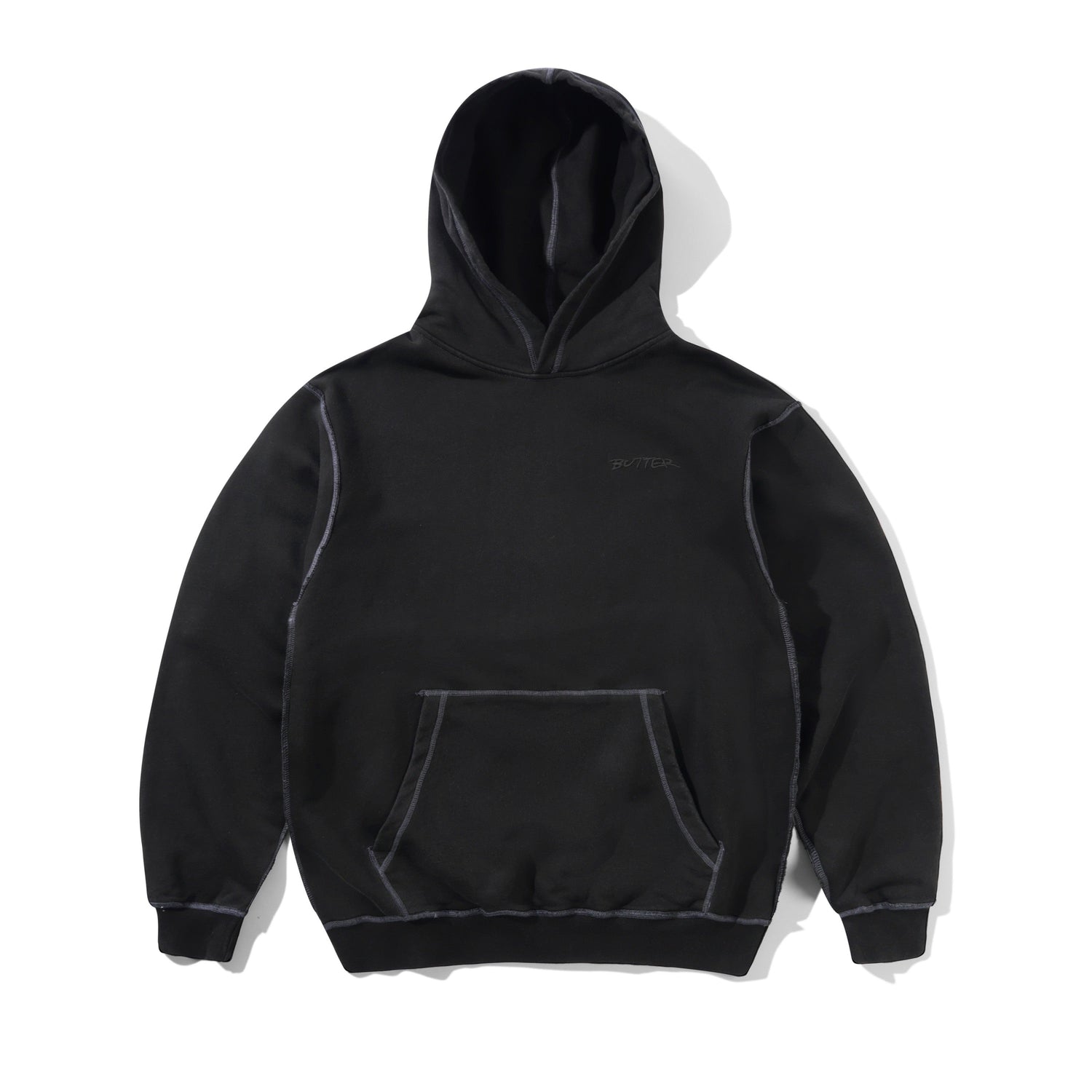 Inside Out Pullover Hood, Washed Black