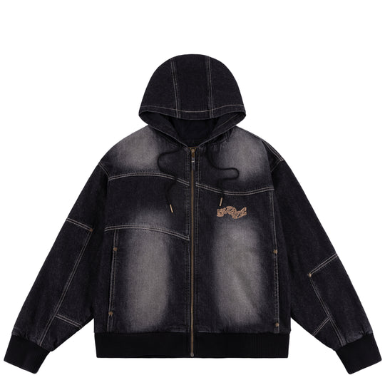 Hooded Utility Jacket, Sandblasted Black