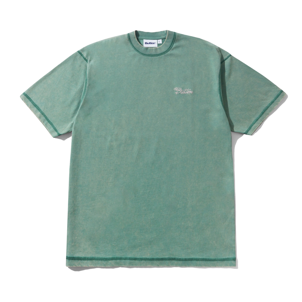 Jive Overlock Stitch Tee, Distressed Jade