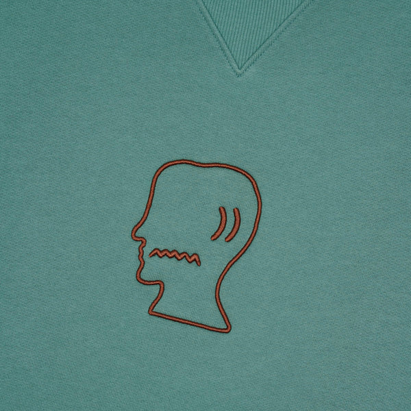 Brain Dead Logo Head Raglan Crewneck, Avocado