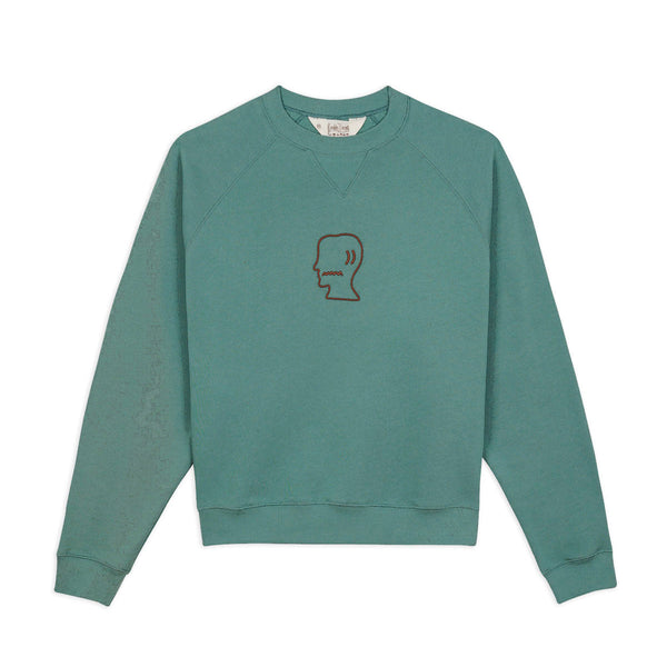 Brain Dead Logo Head Raglan Crewneck, Avocado