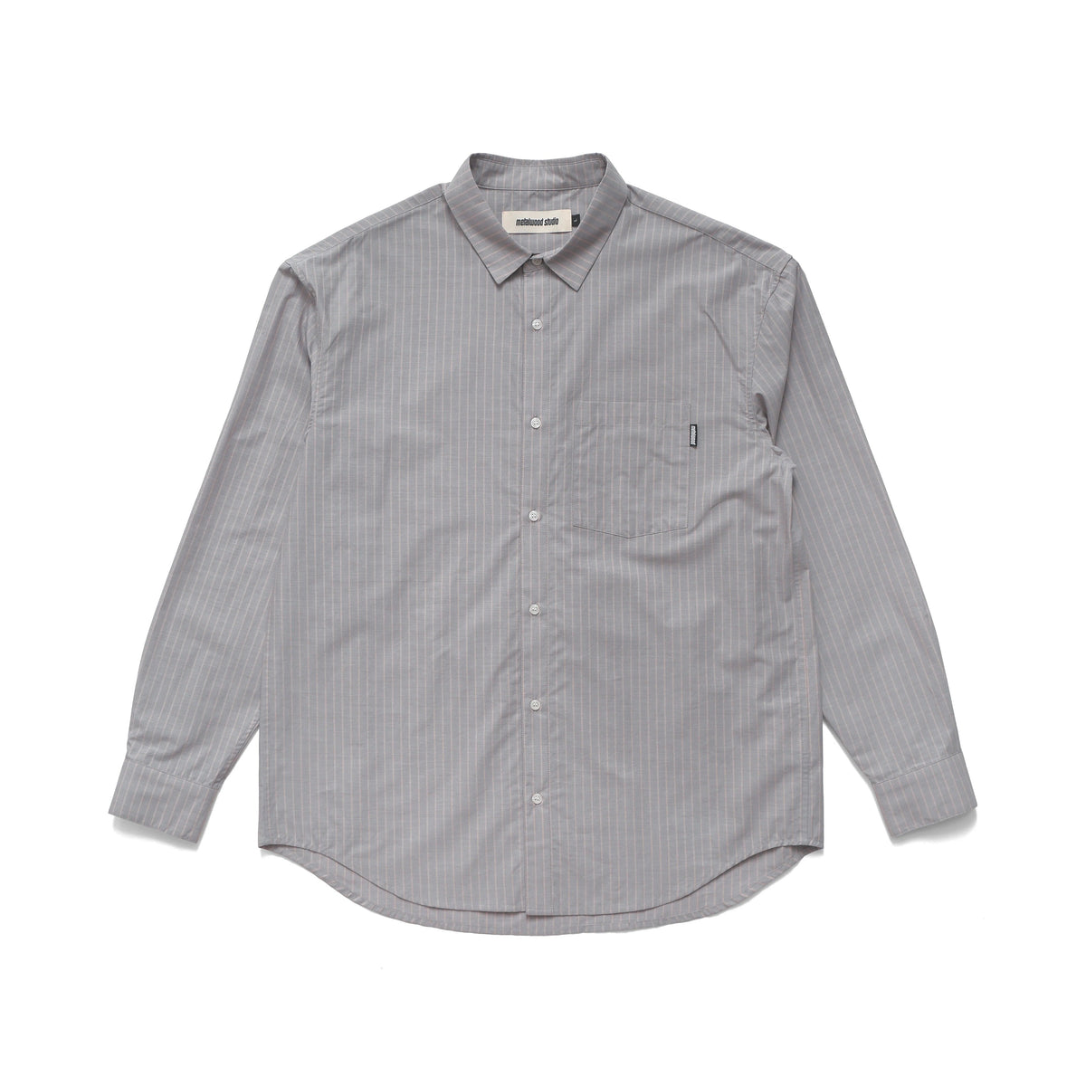 L/S Button Up Shirt, Grey / Peach