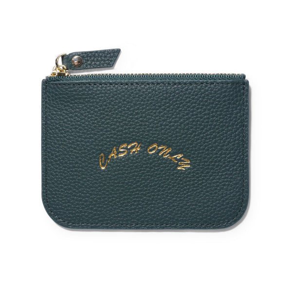 Cash Only Leather Zip Wallet, Emerald