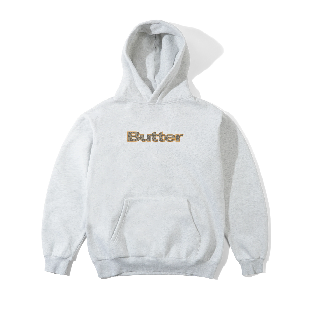 Leopard Print Logo Pullover Hood, Ash