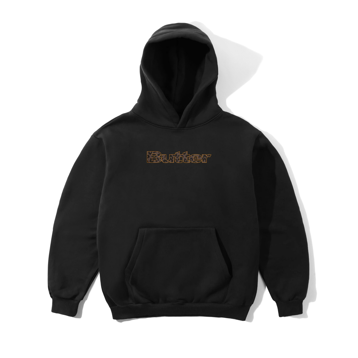 Leopard Print Logo Pullover Hood, Black