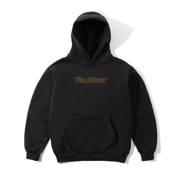 Butter Goods Leopard Print Logo Pullover Hood, Black