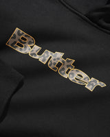 Leopard Print Logo Pullover Hood, Black