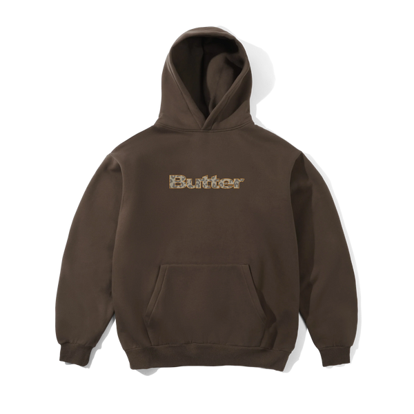 Butter Goods Leopard Print Logo Pullover Hood, Brown