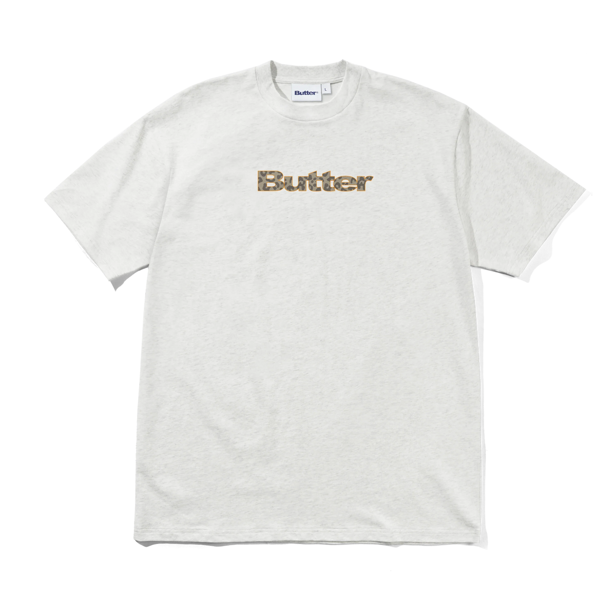 Leopard Print Logo Tee, Ash