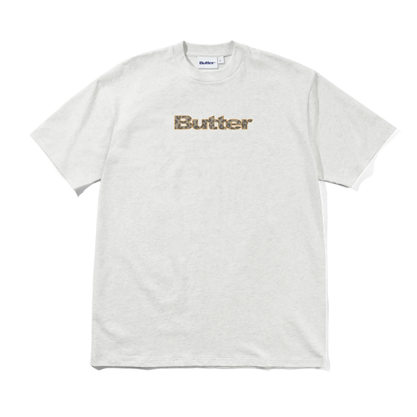 Butter Goods Leopard Print Logo Tee, Ash