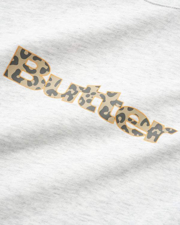 Butter Goods Leopard Print Logo Tee, Ash