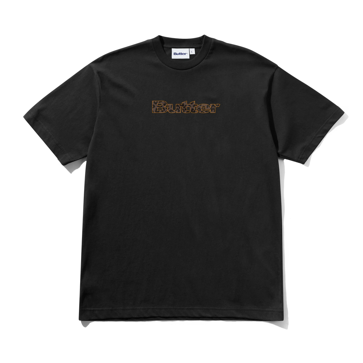 Leopard Print Logo Tee, Black