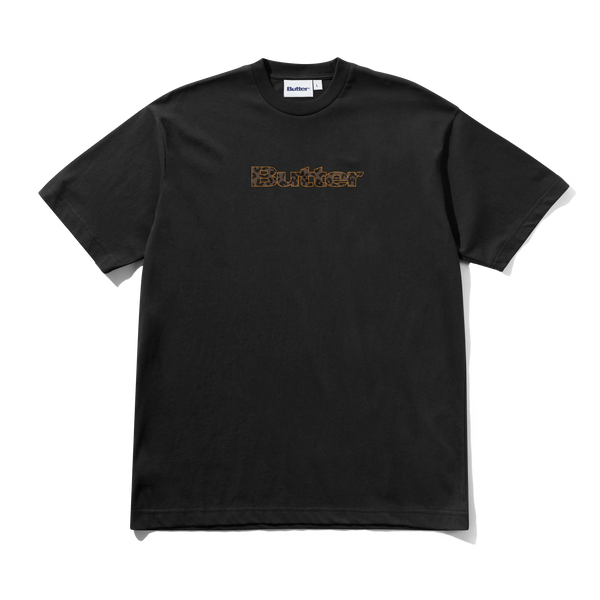 Butter Goods Leopard Print Logo Tee, Black