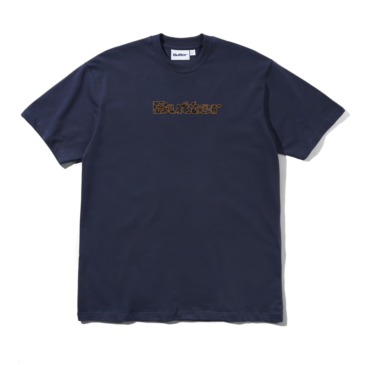 Leopard Print Logo Tee, Navy