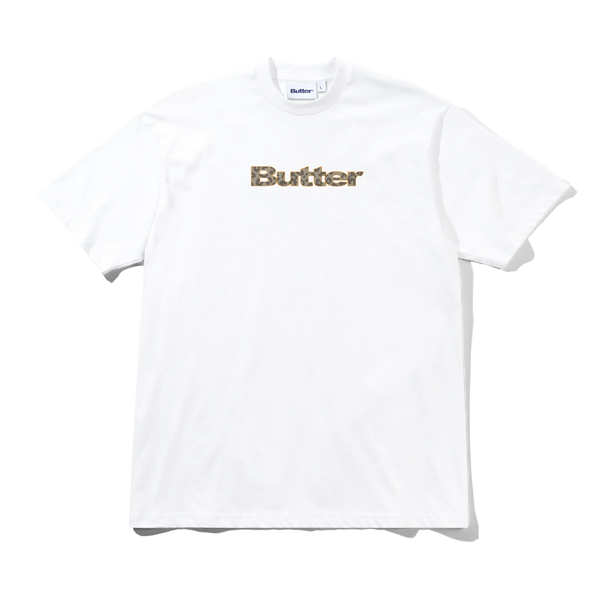 Butter Goods Leopard Print Logo Tee, White