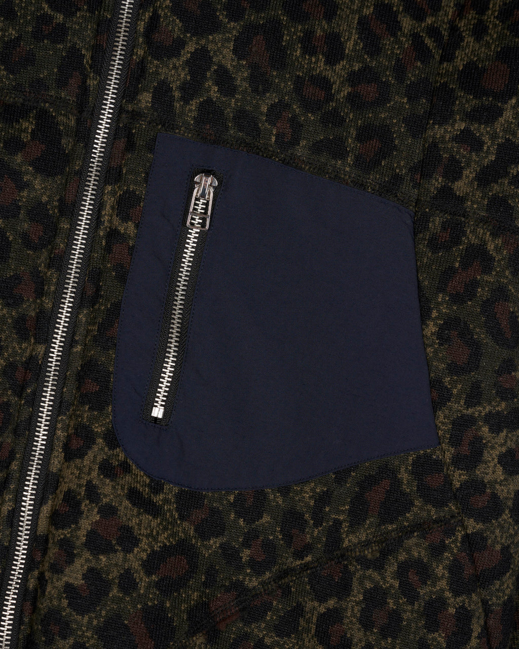 Leopard Reverse Sherpa Jacket, Olive