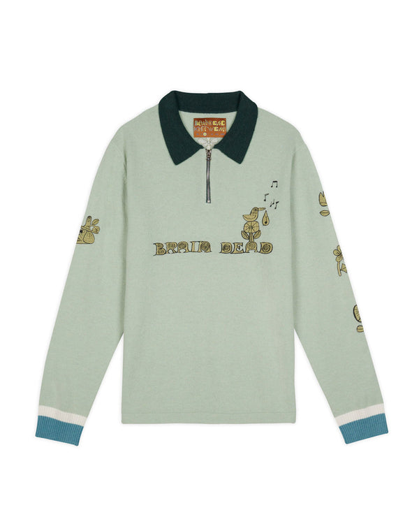 Brain Dead Lex Half Zip Sweater, Mint
