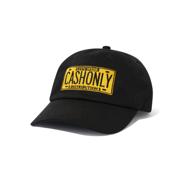 Cash Only License Plate 6 Panel Cap, Black
