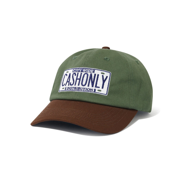 Cash Only License Plate 6 Panel Cap, Sage