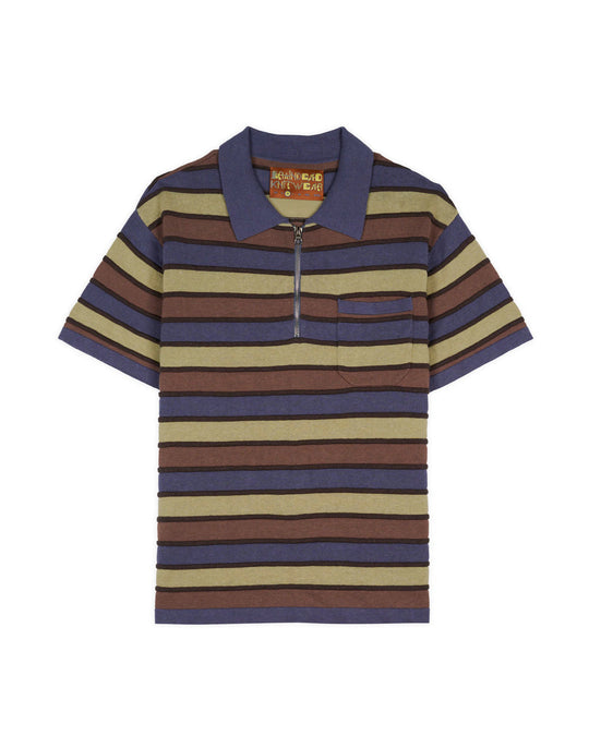Lifted Stripe Half Zip Shirt, Blue Multi