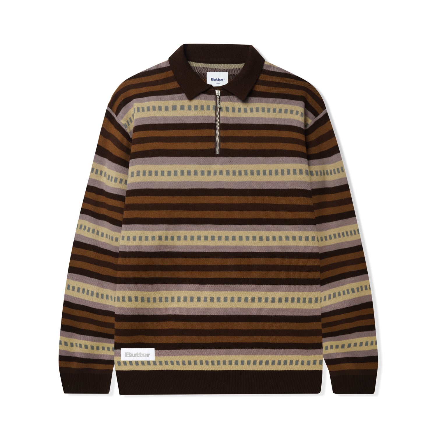 Linear Knitted Polo, Chestnut