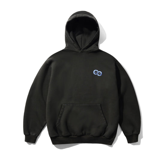 Linked Pigment Dye Pullover Hood, Washed Black