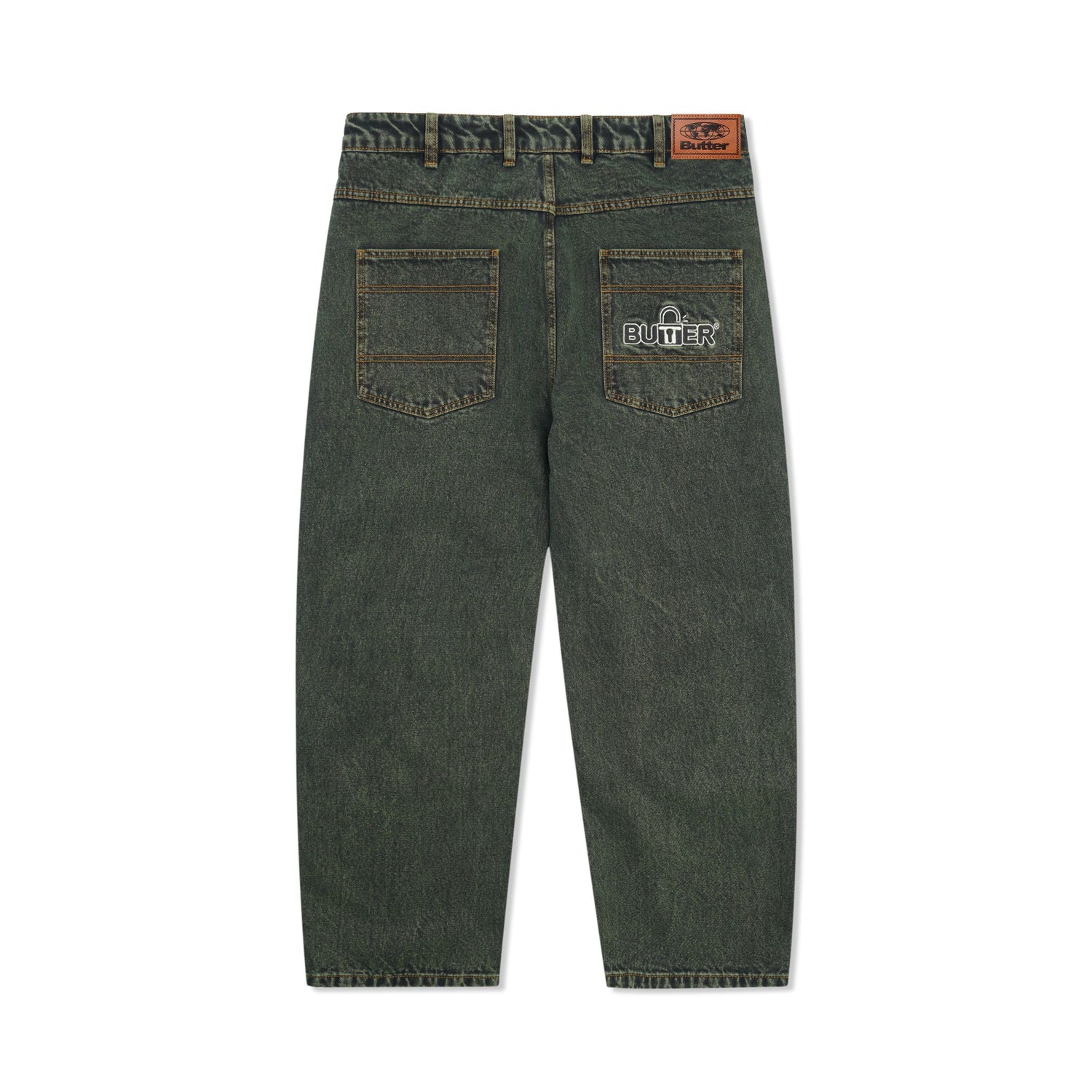 Lock Baggy Denim Jeans, Washed Ivy