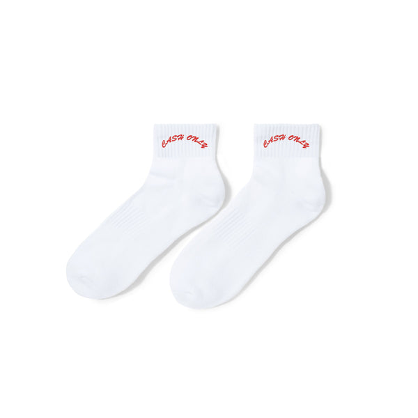 Cash Only Logo Ankle Socks, White