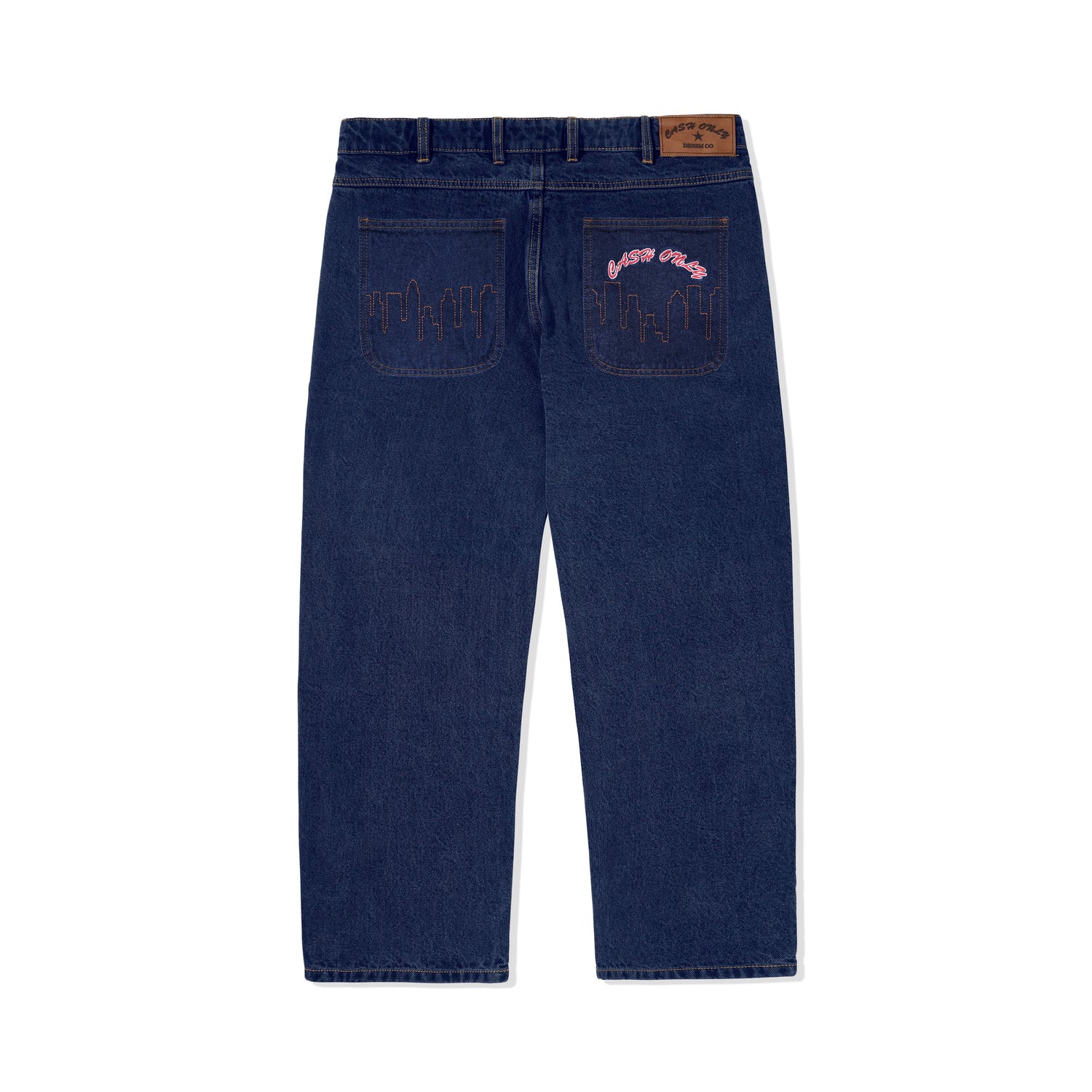 Logo Baggy Denim Jeans, Raw Indigo