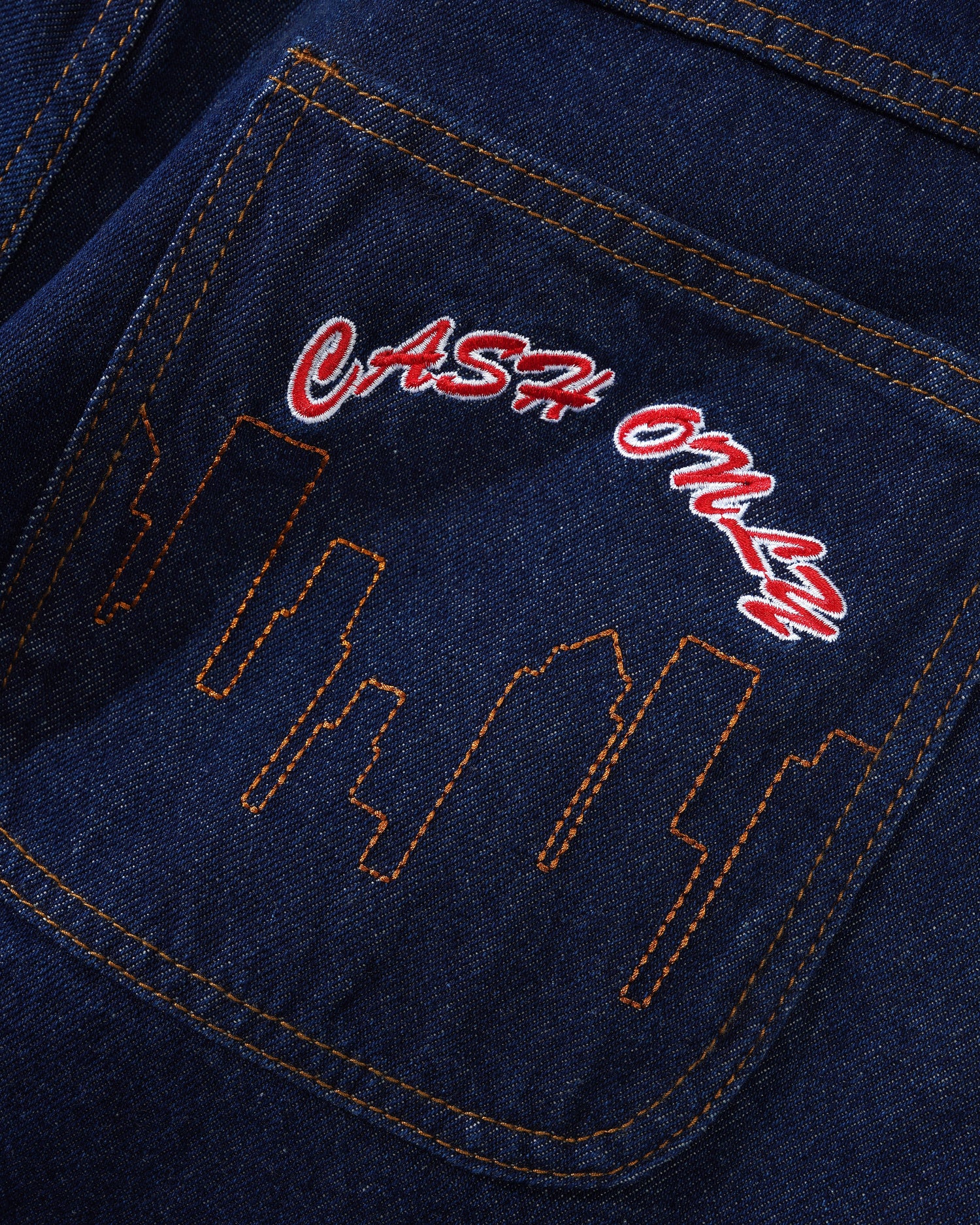 Logo Baggy Denim Jeans, Raw Indigo