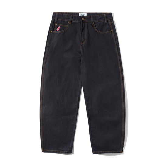 Logo Baggy Denim Jeans, Washed Black