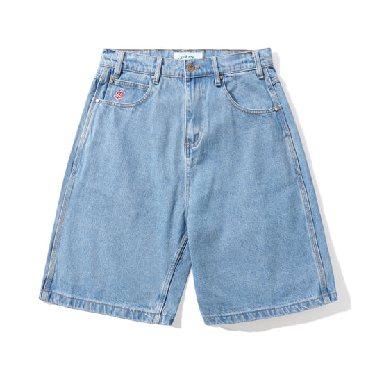 Logo Baggy Denim Jeans, Washed Indigo