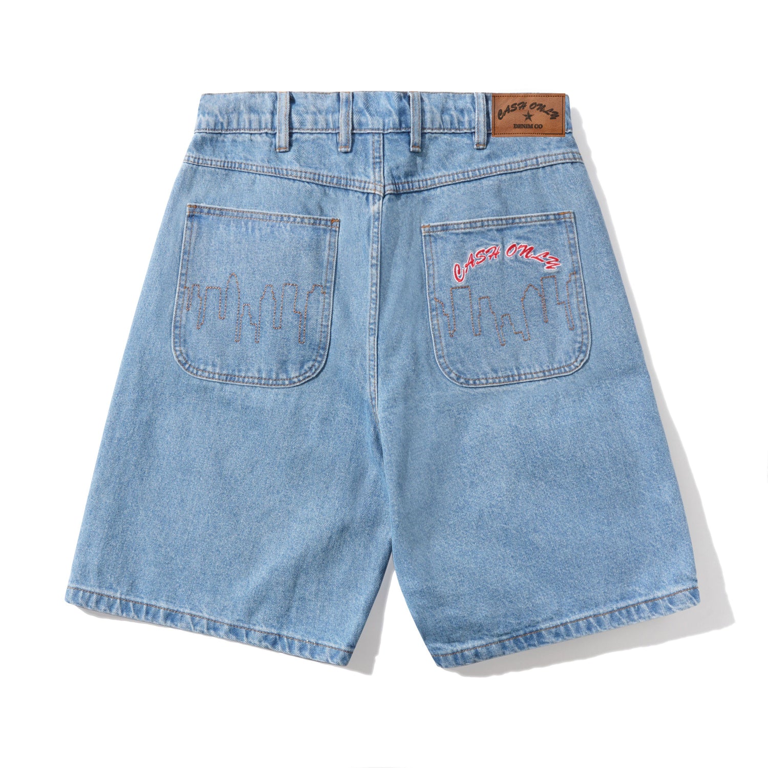 Logo Baggy Denim Jeans, Washed Indigo